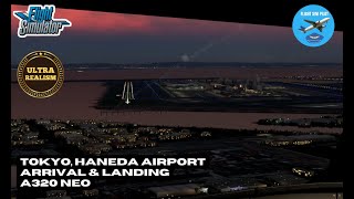 Qatar Airways A320 Sunset Landing At Tokyo Haneda Airport Rjtt - With Live Atc - Msfs20