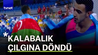 Azerbaycanlı sporcu Türk bayrağını görünce...