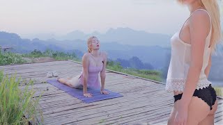 Solo Camping Girl Yoga - Relaxing In Huge Rice Paddy| Full Asmr 4K Video