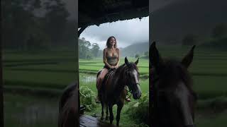 Village Asmr Horse Riding In The Heavy Rain In A Beautiful Rural Environment