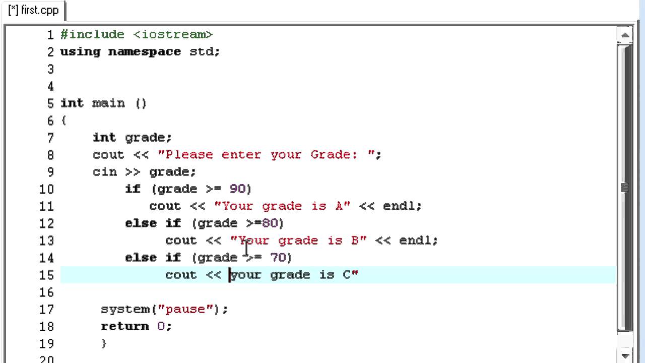 How to write if else statements in c