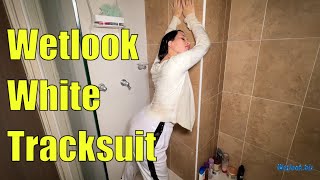 Wetlook Girl Gets Wet In The Shower In Tracksuit | Wetlook White Tracksuit | Wetlook Shower