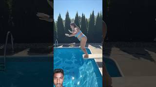 Splits Jack Knife Toe Touch Dive Into Dirty Swimming Pool