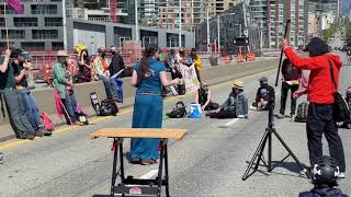 Extinction Rebellion closes down Granville Street Bridge in Vancouver May 2, 2021