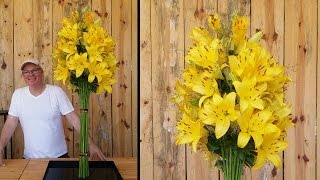Como fazer buquês de flores com lírios de hastes longas na técnica em paralelo