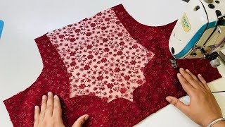 Net Blouse Design Cutting And Sching Back Neck Blouse Designs Transi Neck Blouse Designs