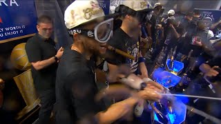 Steph Curry And Warriors Locker Room Celebration After Winning The Le