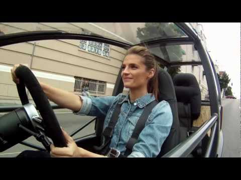 Stana Katic Hairstyle on Stana Katic Takes A Drive In Arcimoto S Generation 5 Prototype