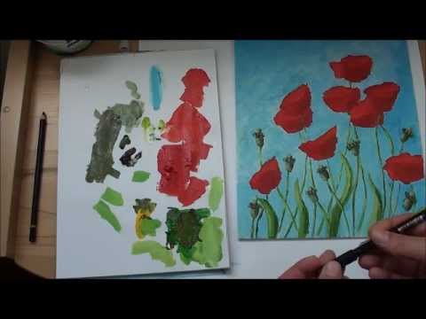 Malen mit Acryl: Mohnblumen Teil 4/4 YouTube