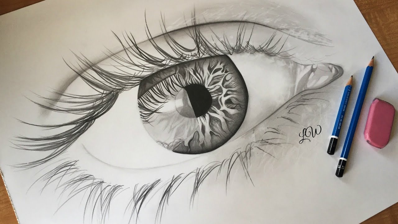Pencil Eye Drawing - YouTube