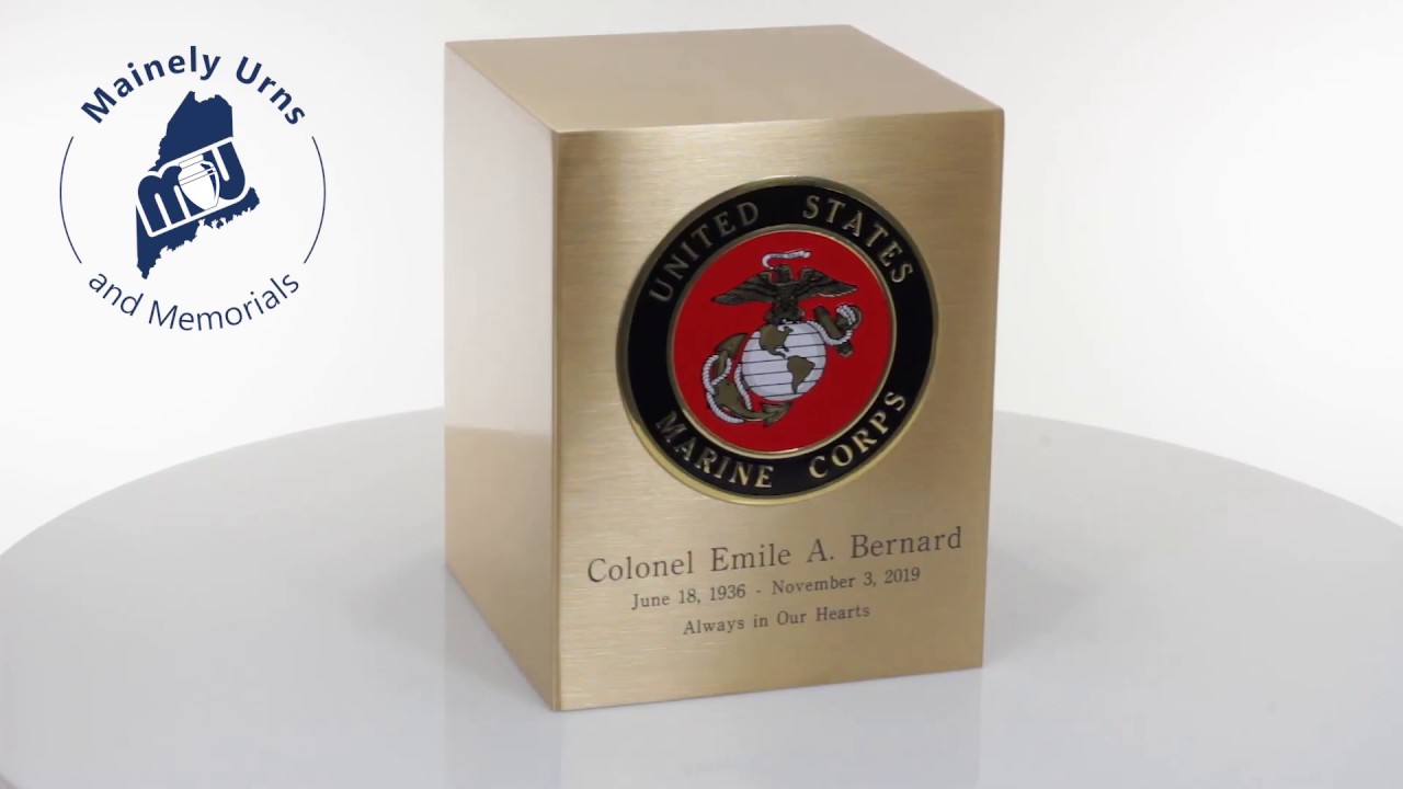 Marine Corps Color Emblem Sheet Bronze Snap-Top Cremation Urn