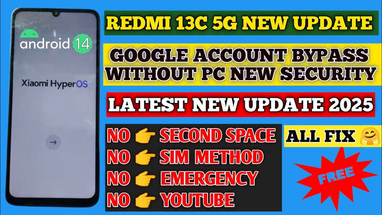 Redmi 13c 5g Xiaomi HyperOS Android 14 Frp Bypass | New Redmi 13c 5g Xiaomi HyperOS Android 14 Frp Bypass | New