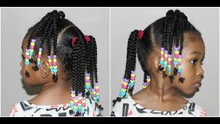 Kids Braided Hairstyle With Beads Cute Hairstyles For Girls