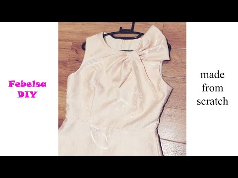 V050 DIY Asymmetrical Bow Dress - May đầm cổ nơ lệch