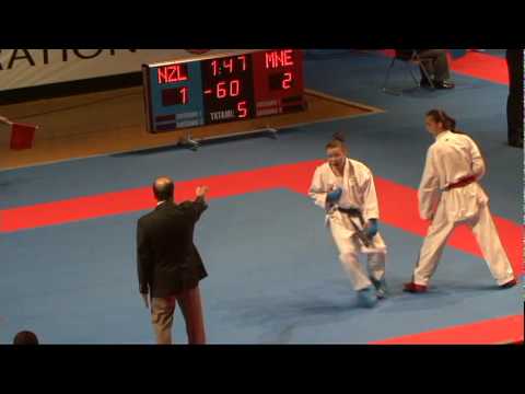 2009 WKF Jr Worlds -21 Women -60 Kg Aka Montenegro vs Ao New...