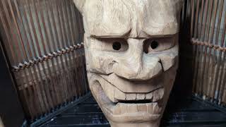 Extremely Rare Japanese Vintage Hannya Mask Handmade Solid Wood Evil Eye Protector