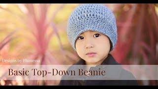 Crochet Basic Top Down Beanie Tutorial (Any Size)
