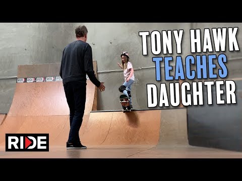 Tony Hawk Teaches Daughter to Drop In