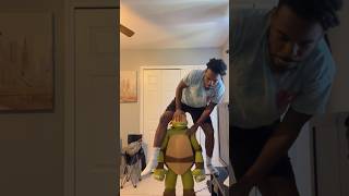 Dad Gets A Piggyback Ride From Ninja Turtle