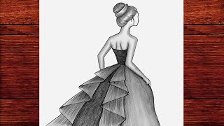 Şık Kolay Elbiseli Kız Çizimi - Basit Elbise Nasıl Çizilir - Adım Adım Karakalem