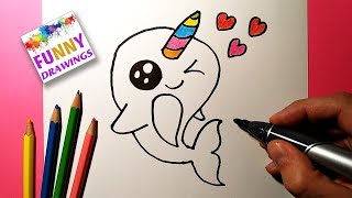 How to draw cute UNICORN WHITE is very easy for kids #drawings