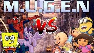 Mugen Battle 260 Spiderman, Twilight Sparkle, Spongebob Vs Upin Dan Ipin, Dora, Dave Minion
