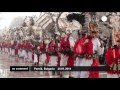 Masked dancers celebrate Bulgarian spring festival - no comment