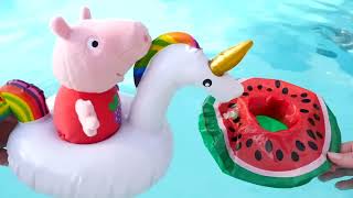 George Aprendeu A Nadar No Parque Aquático Peppa Pig E Sua Família Em Português