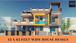 45 x 65 feet Modern House Design | 3D Elevation