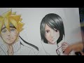 Speed Drawing - Uzumaki Boruto and Uchiha Sarada ( Shippuden  Version)