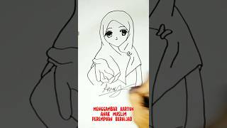 Menggambar Kartun Anak Muslim Perempuan Berhijab
