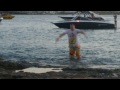Raver dancing in the sea at Ibiza