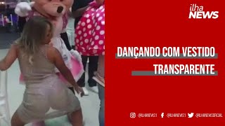 Mulher viraliza ao dançar funk com roupa transparente em festa infantil