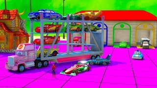 Disney Cars 3 Transportation and Spiderman Cartoon for Kids & Funny Nursery Rhymes Songs Toddlers