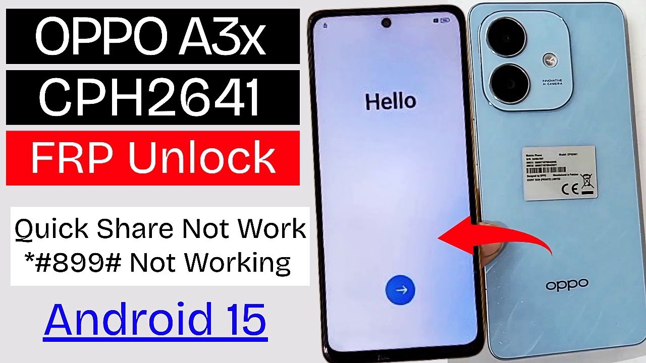 Oppo A3x 5G FRP Bypass Android 15 Without PC (2025) | Oppo A3x 5G FRP Bypass Android 15 Without PC (2025) |