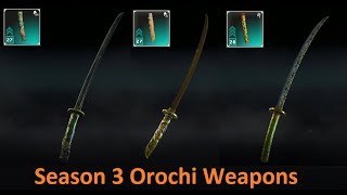 For Honor Orochi Season 3 All Legendary Weapon Katana Swords Equipment Items