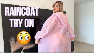4K Try On Pink Raincoat