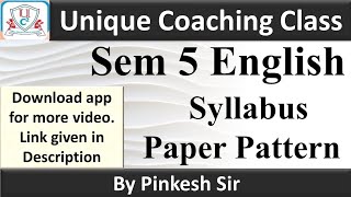 Sem 5 English / New  Syllabus / Paper Pattern / VNSGU / By Pinkesh sir / Unique 