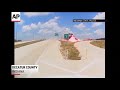 Raw: Fiery Crash After Truck 'Ramps' Off Highway