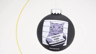 Funny Cat Mugshot For Knocking Down the Christmas Tree Glass Ornament by Tree Buddees