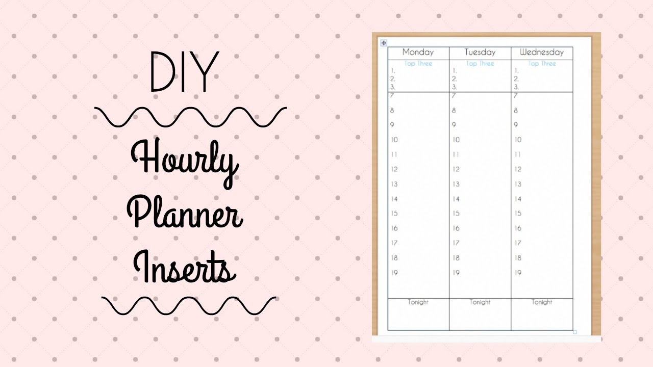 diy daily hourly planner inserts microsoft word youtube daily hourly planner