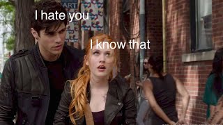 Clary and Alec being my favourite duo for 1 minute ✨straight in a half✨