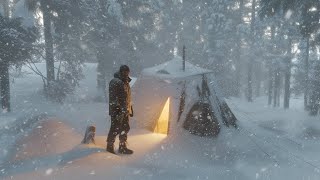 Insane Blizzard Camping Alone In A Hot Tent Extreme Winter Storm Survival