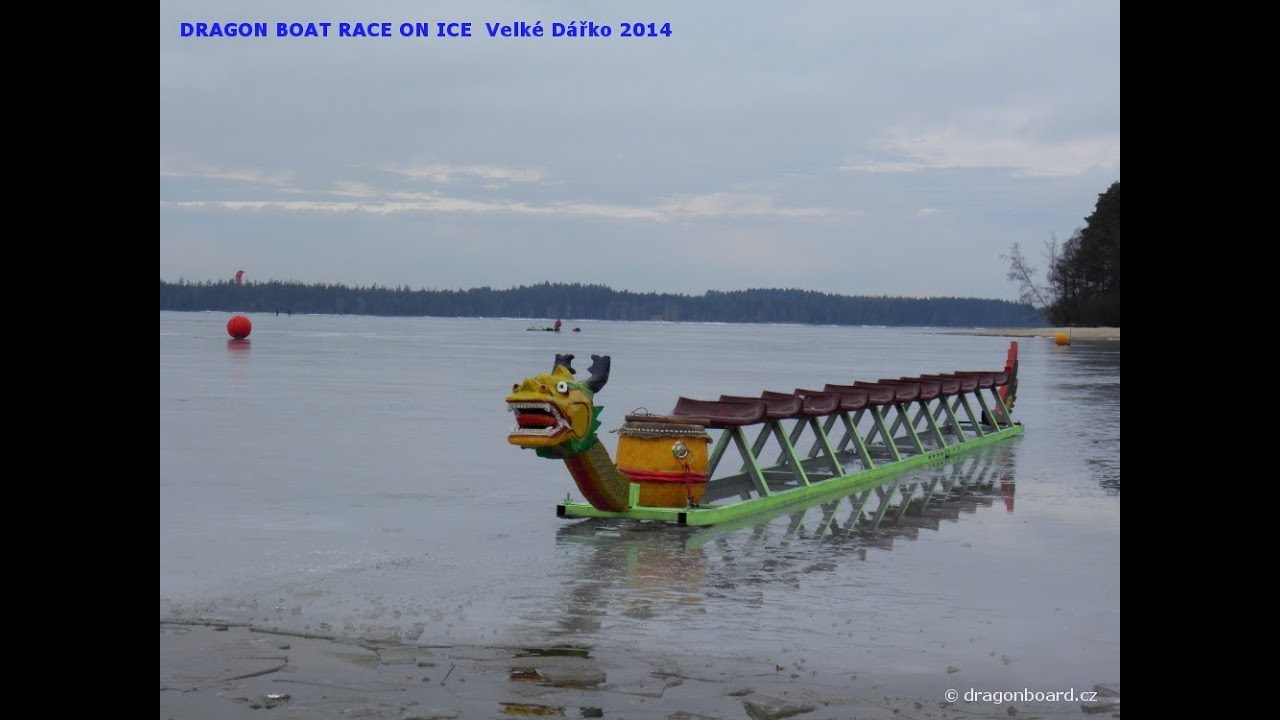Dragon Boat Race On Ice Velké Dářko 2014 - YouTube