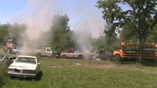 School Bus Push Of War Against 4 Cars And Trucks Davidsfarm