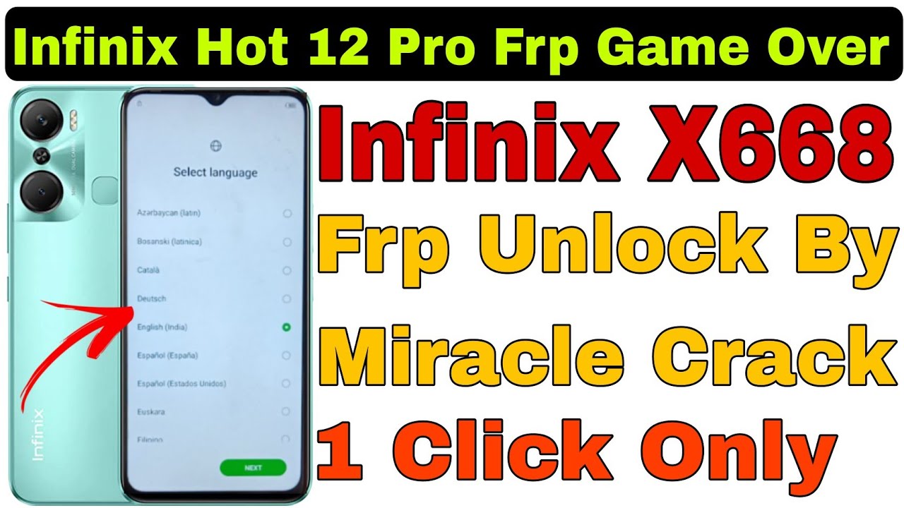Infinix X668 (Hot 12 Pro) Frp Unlock/Bypass With Miracle Infinix X668 (Hot 12 Pro) Frp Unlock/Bypass With Miracle