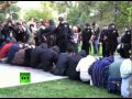 UC Davis Police Lt. John Pike uses pepper spray to move #OccupyUC protesters