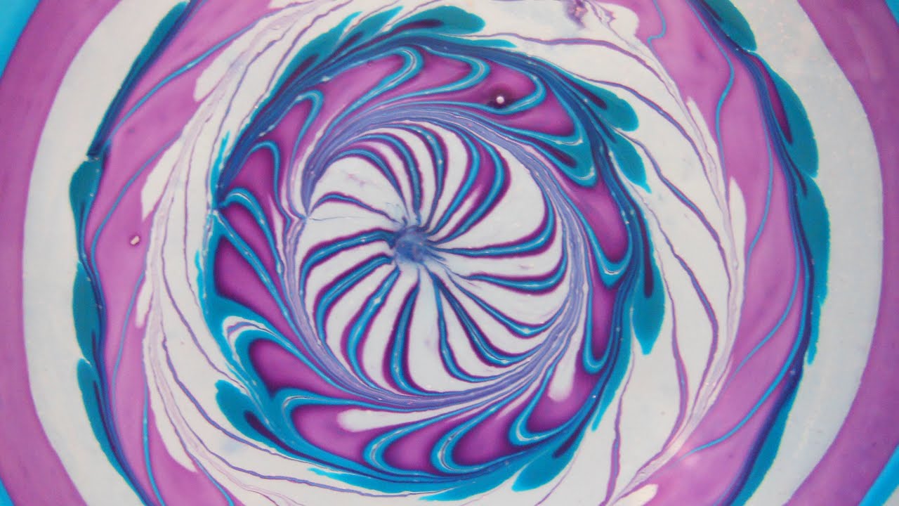 2 color combinations for multicolor water marble pinwheel design - YouTube
