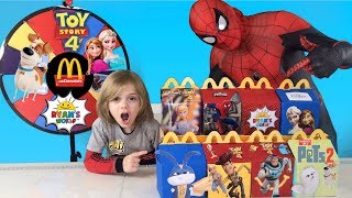 Spiderman Far From Home Spin the Wheel Game and Buying Whatever it Lands On Toy Story 4 McDonalds