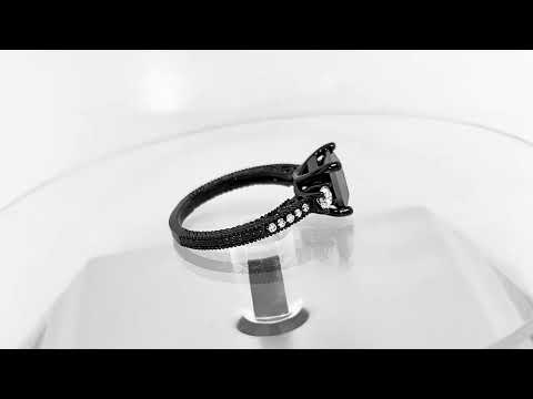 Vintage Princess Cut Black Diamond Engagement Ring, Unique Bridal Ring, 2.28 Carat 14K Black Gold Handmade Vintage Princess Cut Black Diamond Engagement Ring, Unique Bridal Ring, 2.28 Carat 14K Black Gold Handmade